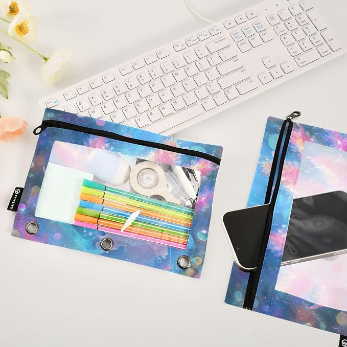 Shiny Axolotl Pencil Pouch for 3 Ring Binder, 2 Pack Waterproof Pencil Bags - Image 5
