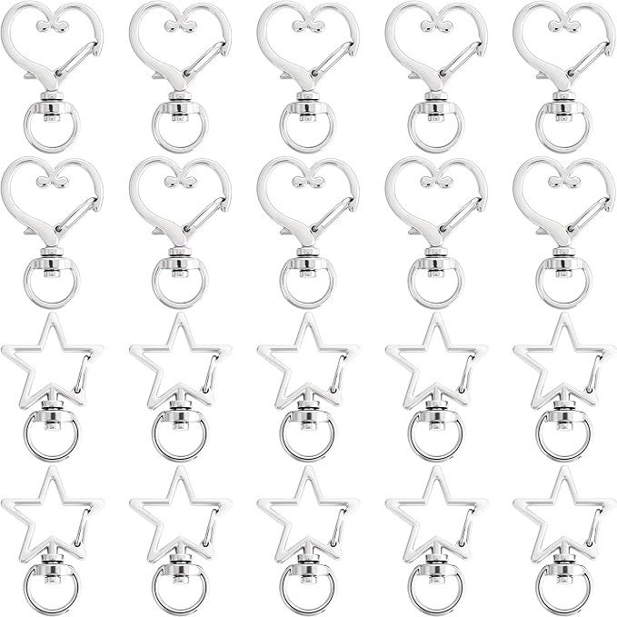 20PCS Star Swivel Keychain Clasps, DIY Accessories, Keyrings by Isslly