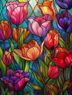 Naykow 5D DIY Diamond Art Kit for Adults, Stained Glass Flower Paint by Numbers by Naykow