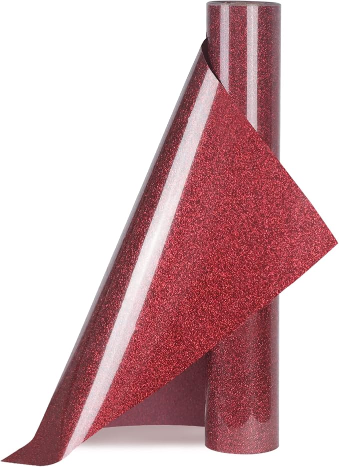 Red Glitter HTV Heat Transfer Vinyl Rolls12inch by 9feet PU Stretch Iron on - Image 6