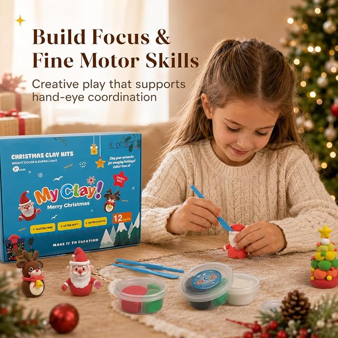 Air Dry Clay for Kids, 12 Christmas Modeling Clay DIY Model Magic Clay Kit - Image 7