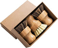 Palm Pot Brush- Bamboo Round 3 Packs Mini Dish Brush Natural Scrub Brush by GREENTHPRO