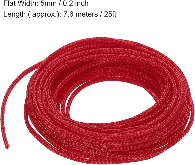 uxcell PET Expandable Sleeving 25ft 1/8" Red Cable Management Sleeve Cord - Image 3
