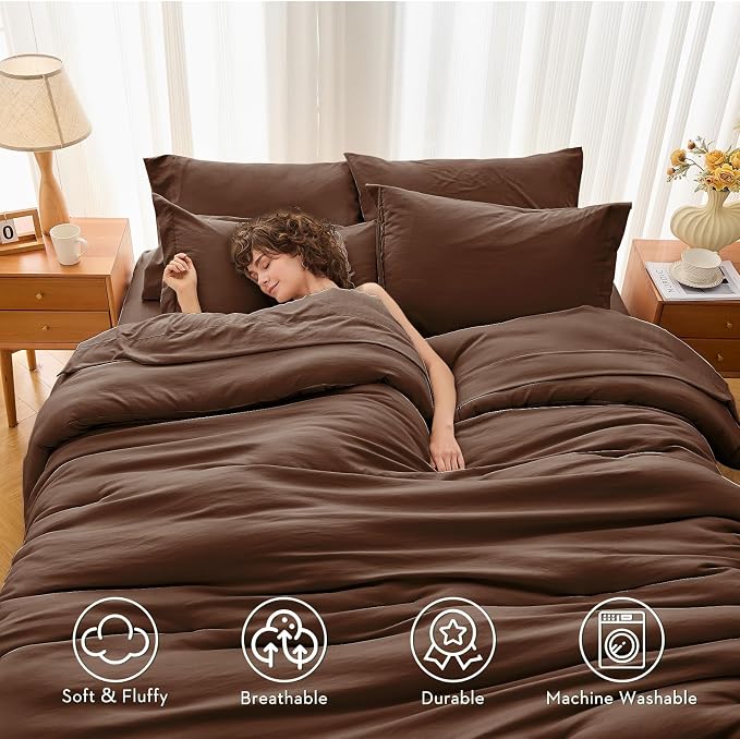 MUXHOMO 7 Pieces California King Comforter Set, Soft Bed in a Bag Cal King Size - Image 3