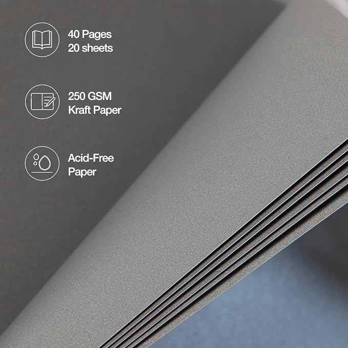 potricher 10 x 10 Inch DIY Scrapbook Album 40 Pages Hardcover Kraft Paper Scrap - Image 5