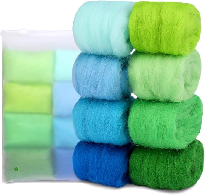 WONVOC 2.82oz Needle Felting Wool, 8 Colors Wool Roving by wonvoc