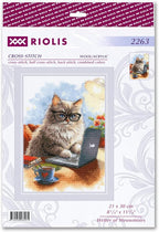 RIOLIS - Writer of Meowmoirs 2263, Cats Cross Stitch Kits 8¼"x11¾, Cross Stitch - Image 2