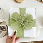 Sage Green Burlap Ribbon 1-1/2 inch X 10 Yard Green Wired Ribbon | Natural - Image 4