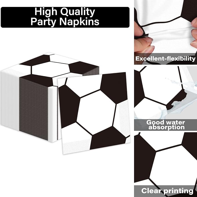 50 Guests Soccer Plates and Napkins Party Supplies Soccer Birthday Party - Image 3