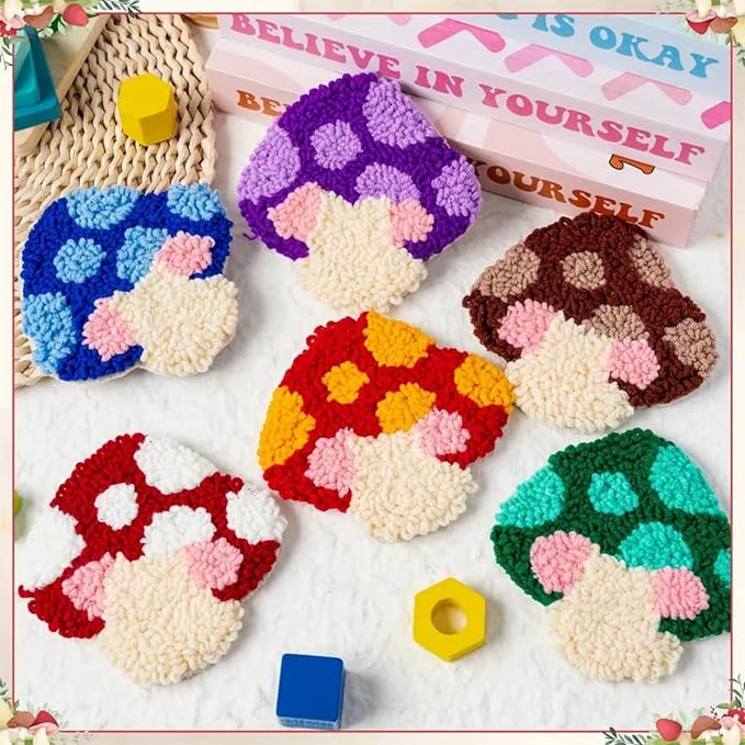 Avtytsda 6PCS Punch Needle Coaster Kit, Easy Punch Needle DIY Embroidery Set - Image 2