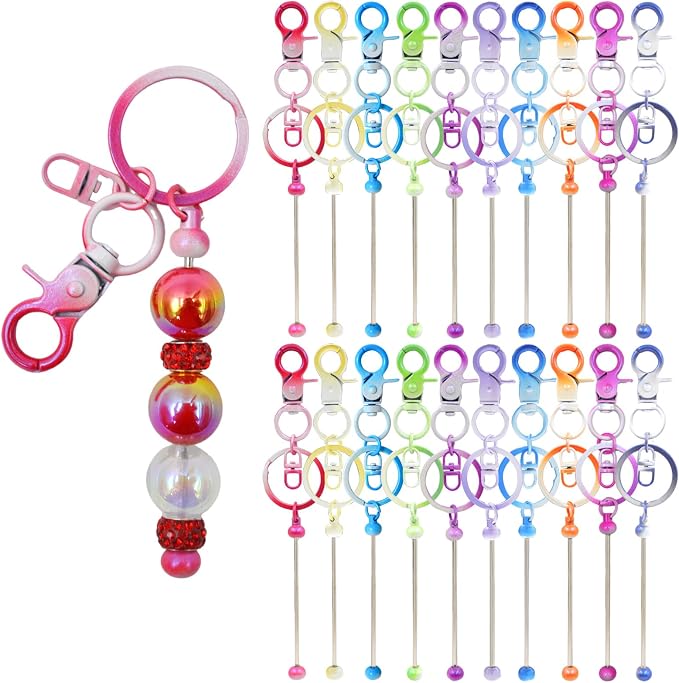 DNLEGULI 60 Pcs Beadable Keychains Bulk Kit – DIY Keychain Making Supplies by DNLEGULI