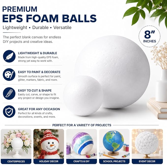 Evershine 2 Pack 8 Inch Craft Foam Ball - Image 3