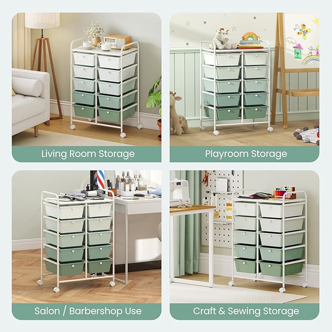 BECOMFORT 10-Drawer Rolling Cart - Image 7
