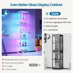 Dystler 6-Tier Glass Display Cabinet, RGB LED Lights & Lock | 66.9" Display Case - Image 4