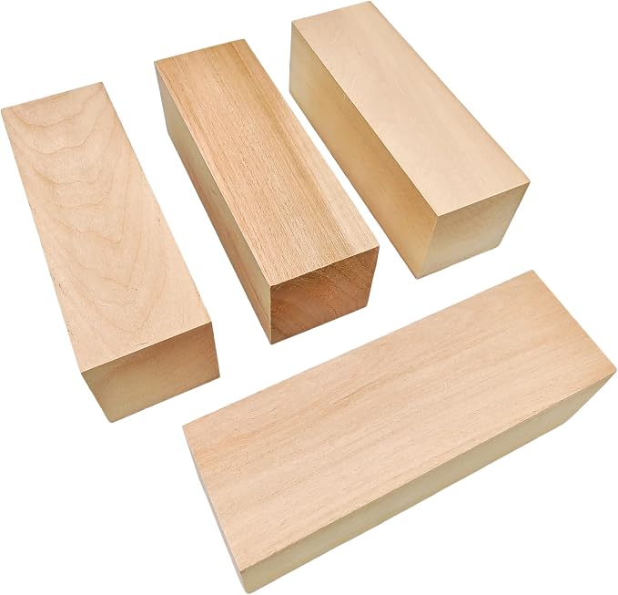 4Pcs Unfinished Basswood Blocks-2x2x6 Inch Rectangular Linden Wood Blocks - Image 2