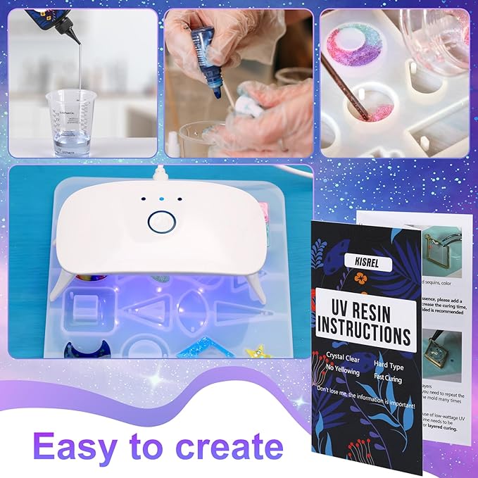 KISREL UV Resin Jewelry Making Kit, 300g Crystal Clear Resin - Image 5