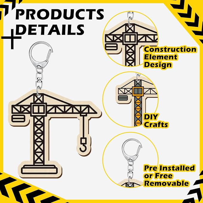 RattanView 24 Pcs Construction Vehicle Craft Color Your Own Keychains Diy Craft - Image 3