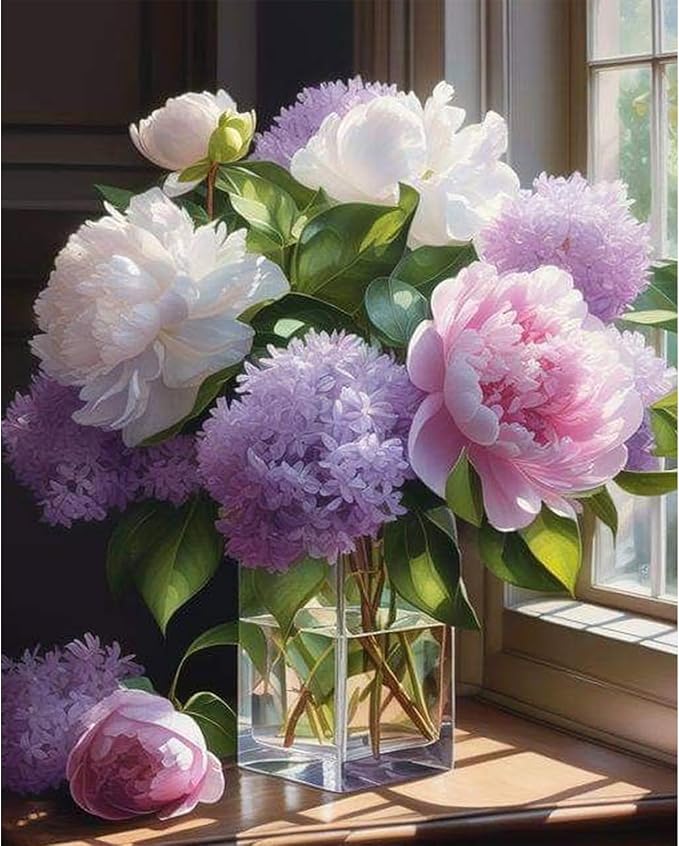 Fountor Paint by Numbers Kit for Adults Beginner, Flower Adult Paint by Number by Fountor