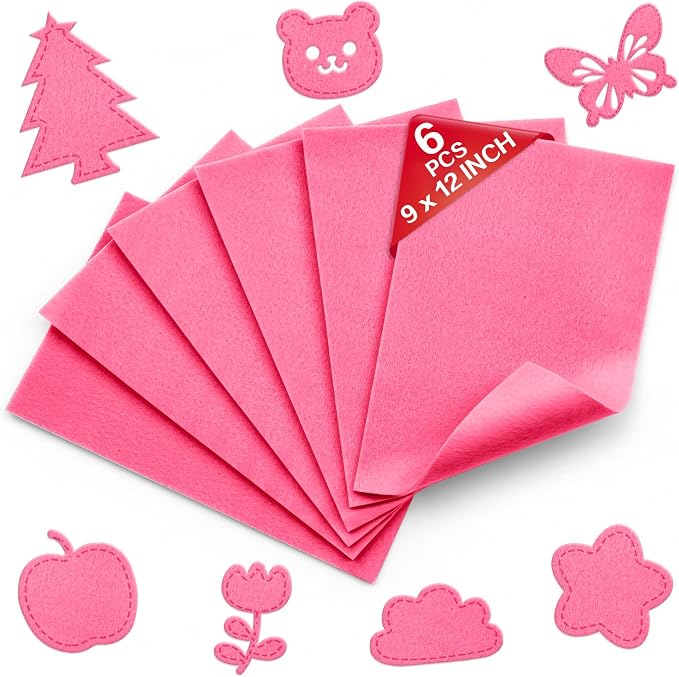 Azalea Pink Soft Felt Sheets for Crafts, 1.6mm Thick, Kids' Crafts, DIY Projects by Grainear
