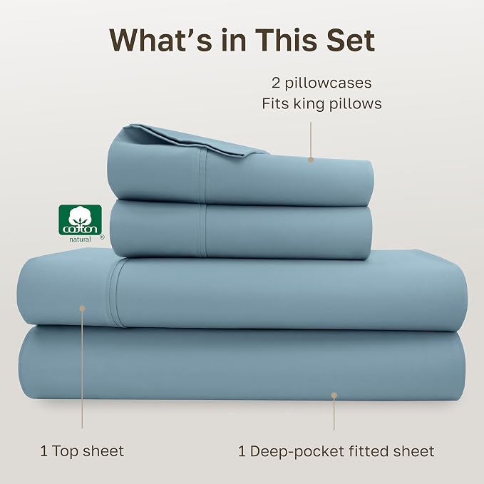California Design Den Soft 100% Cotton Bed Sheets King Size Set, 400 Thread - Image 4