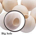 Jdesun 25 Pieces Wooden Beads, Natural Round Wood Loose Beads Wood Spacer 30mm - Image 2
