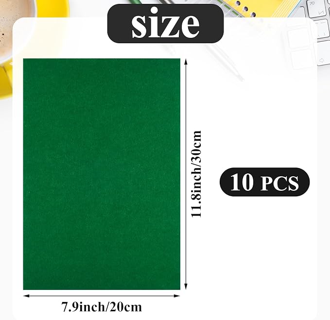 10PCS Green Self Adhesive Felt Fabric Sheets Sticky Felt Sheets - Image 2
