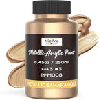 Nicpro Metallic Sahara Gold Acrylic Paint, 8.45oz/250ml Gold Leaf Paint | Large by Nicpro