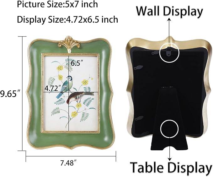 Vintage Picture Frame 5x7 Antique Ornate Photo Frame Tabletop and Wall Hanging - Image 4