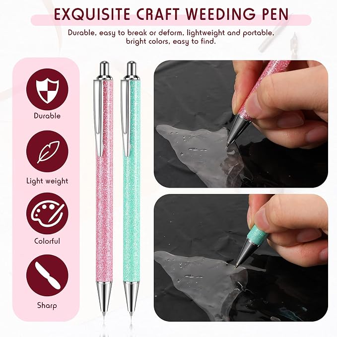 Epakh 2 Pieces Weeding Pen Vinyl Pen Pin Weeding Tool Fine Point Glitter Metal - Image 5