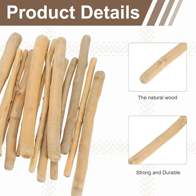 MECCANIXITY 7.9" Natural Driftwood Pieces, 0.3" to 0.7" Dia Driftwood Twigs - Image 3