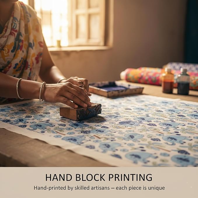 E-Tailor® Hand-Block Printed Pre-Cut Cotton Fabric Ideal - Image 7