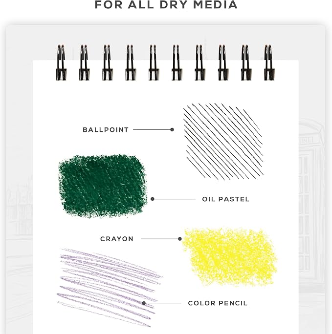 BEECHMORE BOOKS 5.6"x8.5" Spiral Sketchbook – 140 GSM Acid-Free Paper, 100 - Image 5