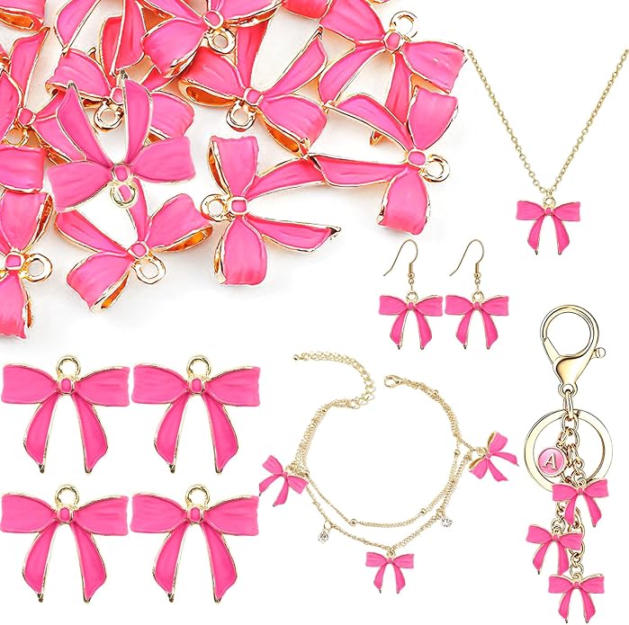 Bow Charms for Bracelet Jewelry Making Cute Bracelet Charms | 18Pcs, Bow Charms by Unknown