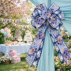 Blue Floral Wired Ribbon 2 Rolls, 2.5 Inch x 20 Yards Vintage Blue and White - Image 9