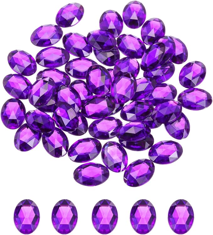 MECCANIXITY 50Pcs Acrylic Oval Gems 13x18 mm Flat Back Artificial Rhinestones by MECCANIXITY