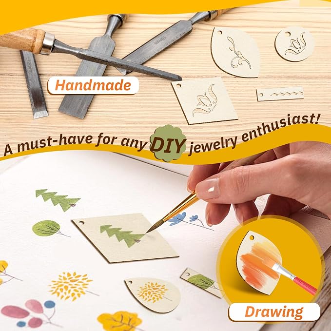 HAPY SHOP 300 Pieces Unfinished Wooden Earrings - Image 4