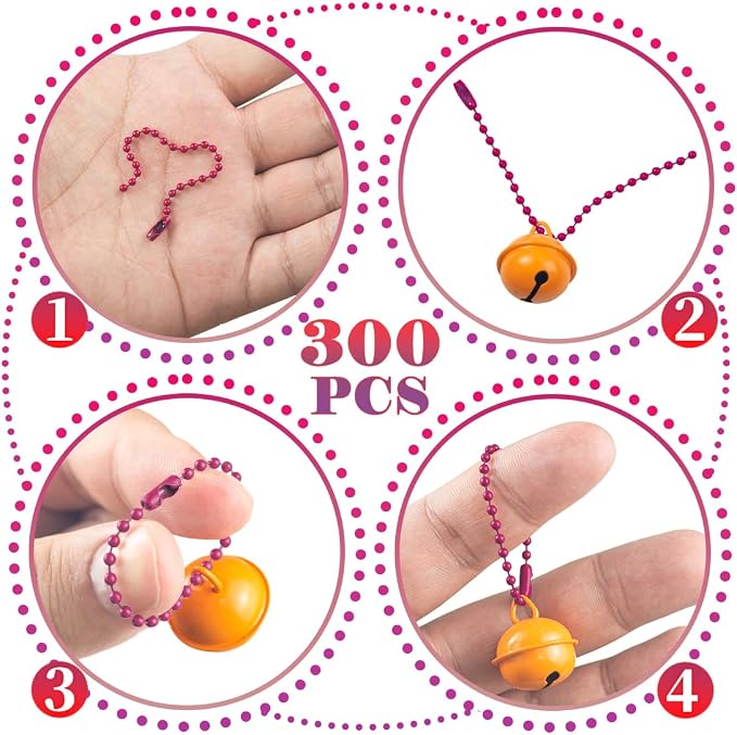 300Pcs Stainless Steel Ball Chain Set, 2.4mm Bead Chains 10 Colors 3.9 Inch - Image 3