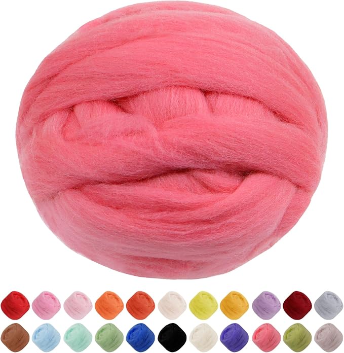 JeogYong Needle Felting Wool, 7.05oz Wool Roving Chunky Wool Yarn, Watermelon by JeogYong