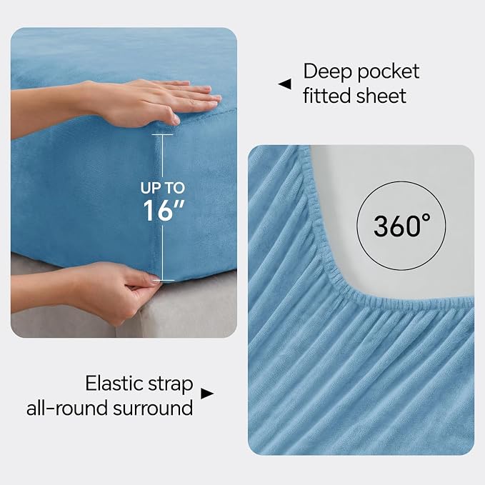 BEDELITE Flannel Sheets Twin Size Forever Blue - Image 4