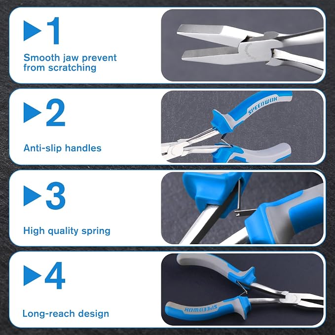 SPEEDWOX Long Reach Flat Nose Pliers 6 Inches Precision Duck Bill Fine Pliers - Image 4