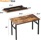 Need Small Folding Computer Desk, 39.4 Inch Writing Table, Rustic Brown | - Image 3