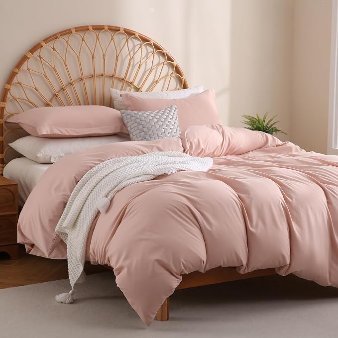 JSD Dusty Pink Duvet Cover Set Full Size, 3 Piece Duvet Cover - Image 6