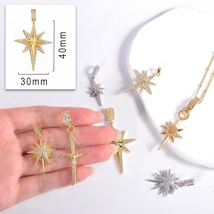 7Pcs Exquisite CZ Charms for Jewelry Making, Cubic Zirconia Gemstone, Prong - Image 5