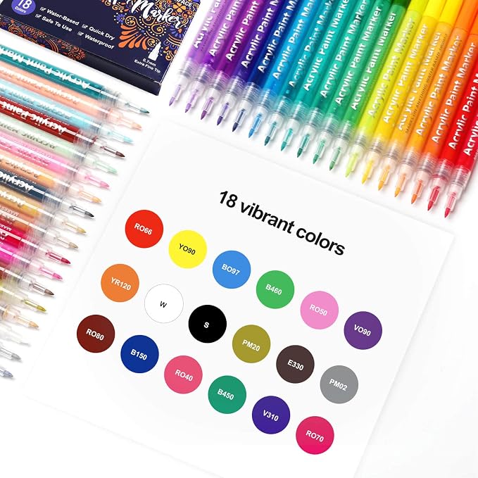 18 Color Extra Fine Tip Paint Pens - Image 5