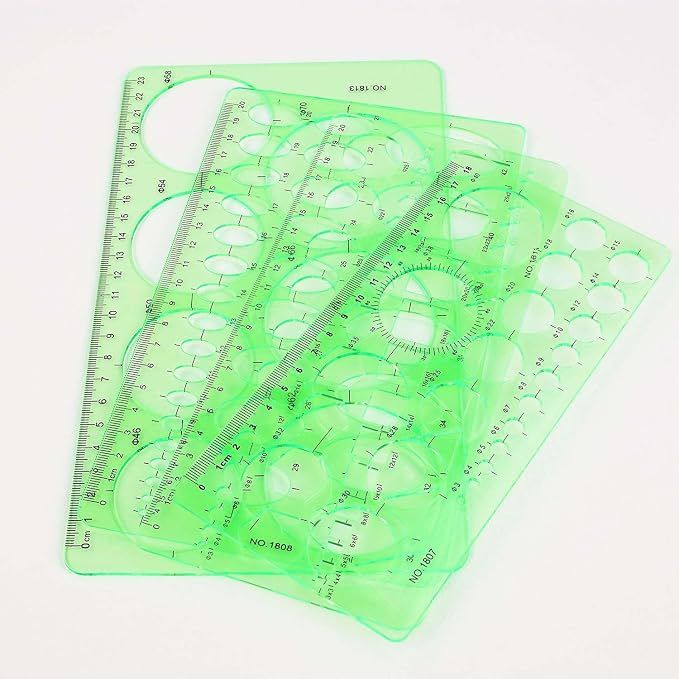 4 Pcs Drawing Template Drafting Stencil Ruler Circle and Oval Templates Plastic - Image 4