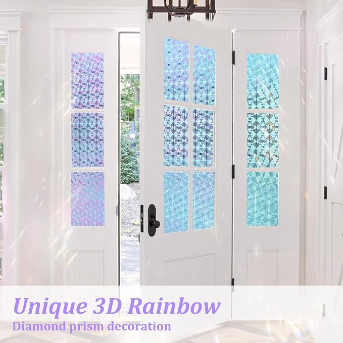 Windimiley Stained Glass Window Privacy Film, Rainbow Clings, 23.6" x 78.7" | - Image 8
