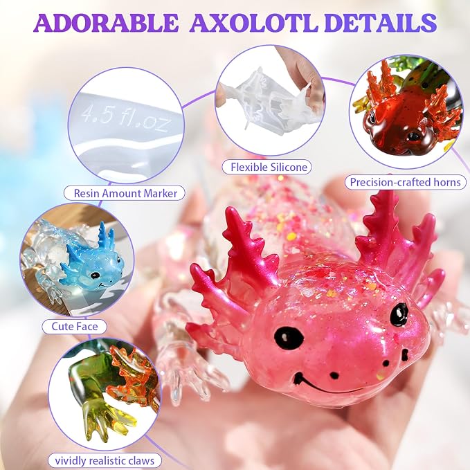 Let's Resin Large Axolotl Resin Molds Silicone, 3D Detailed Animal Silicone - Image 4