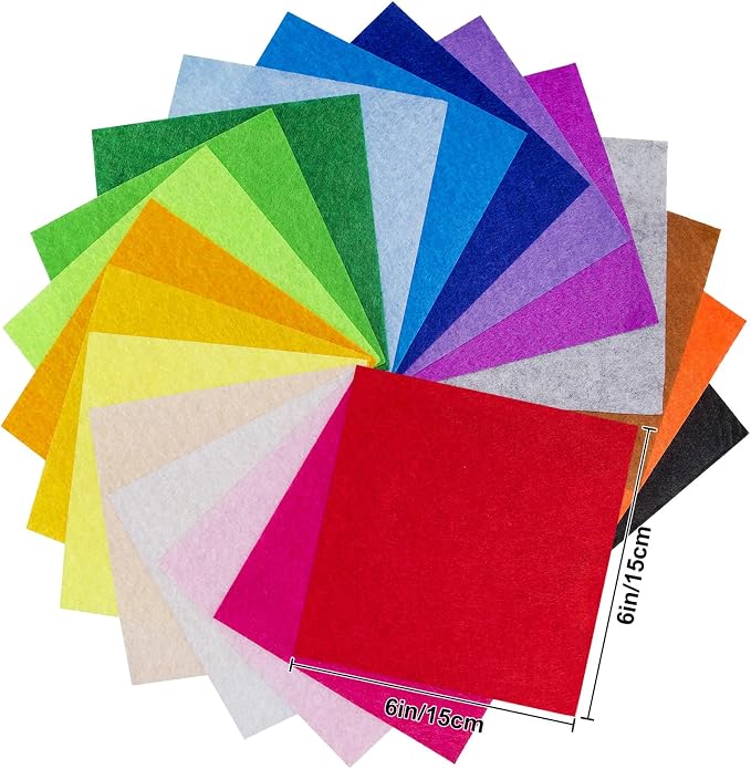 6" x 6" Felt Fabric Sheets for Crafts, 1mm Thick, Squares Non-Woven Felt Fabric - Image 4