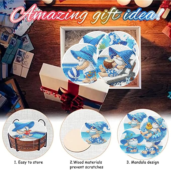 8 Pack Gnome Diamond Art Coasters Kits - Image 7