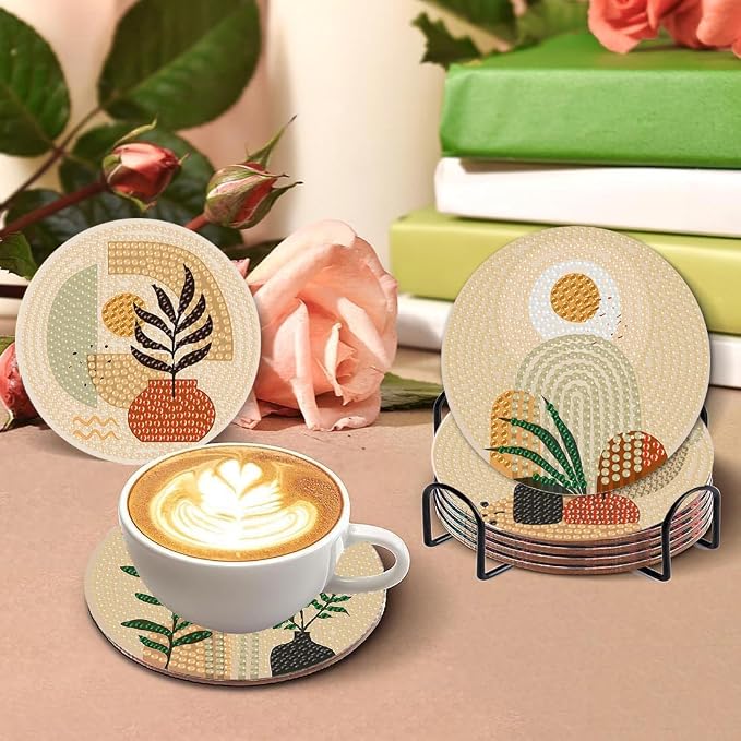Clendo 8 Pcs Bohemian Style Diamond Painting Coasters Kits - Image 3